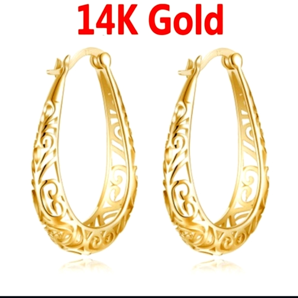 SOLD OUT. 14KT GOLD OVER SILVER HOOP EARRINGS